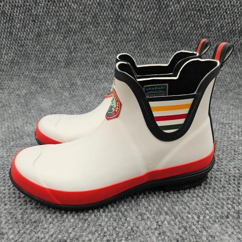 Pendleton Women 10 White Rain Boot Glacier National Park Chelsea Waterproof Shoe